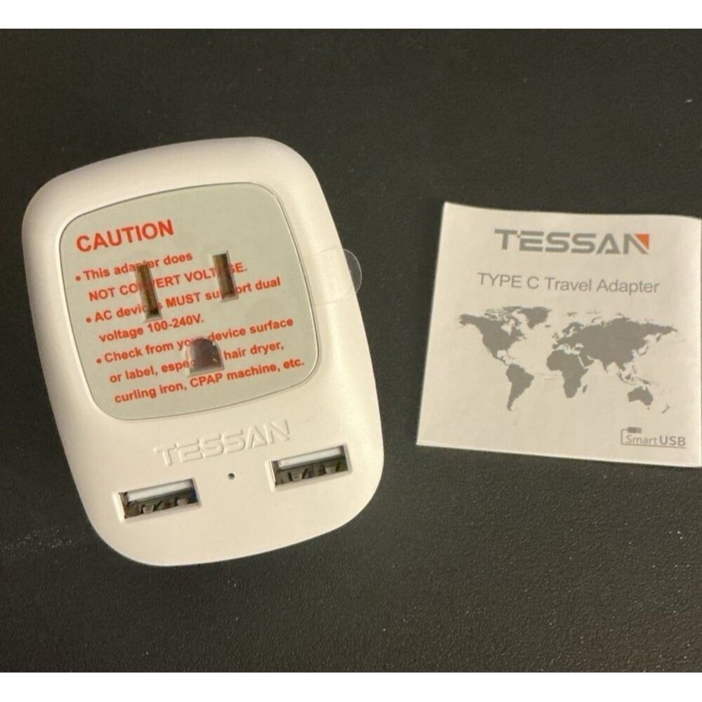 TESSAN TRAVEL ADAPTER Electric Plug USB Charger Country Type C Europe NEW